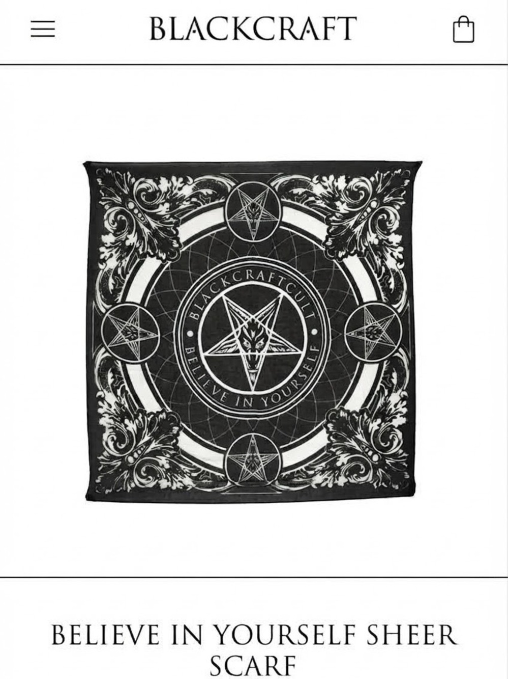 Blackcraft Cult Believe In Yourself Sheer Scarf /Sarong Wrap